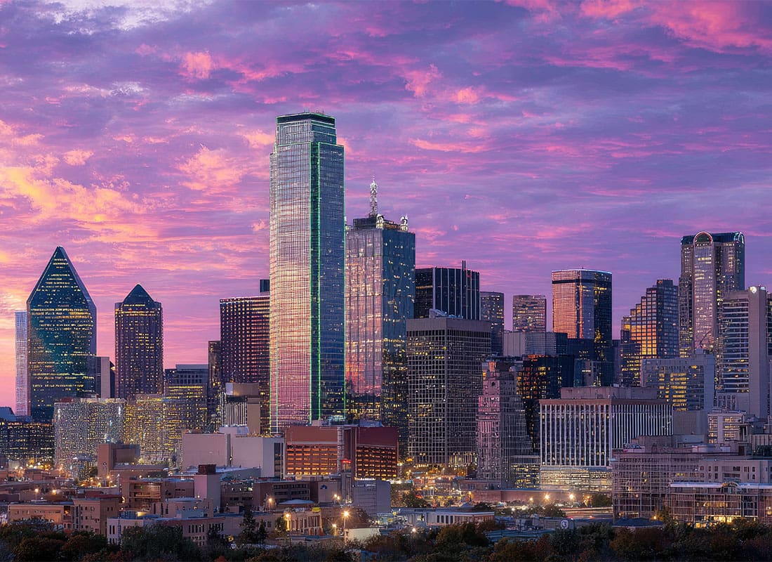 North Dallas, TX - Beautiful View of Purple Sky Overlooking the City